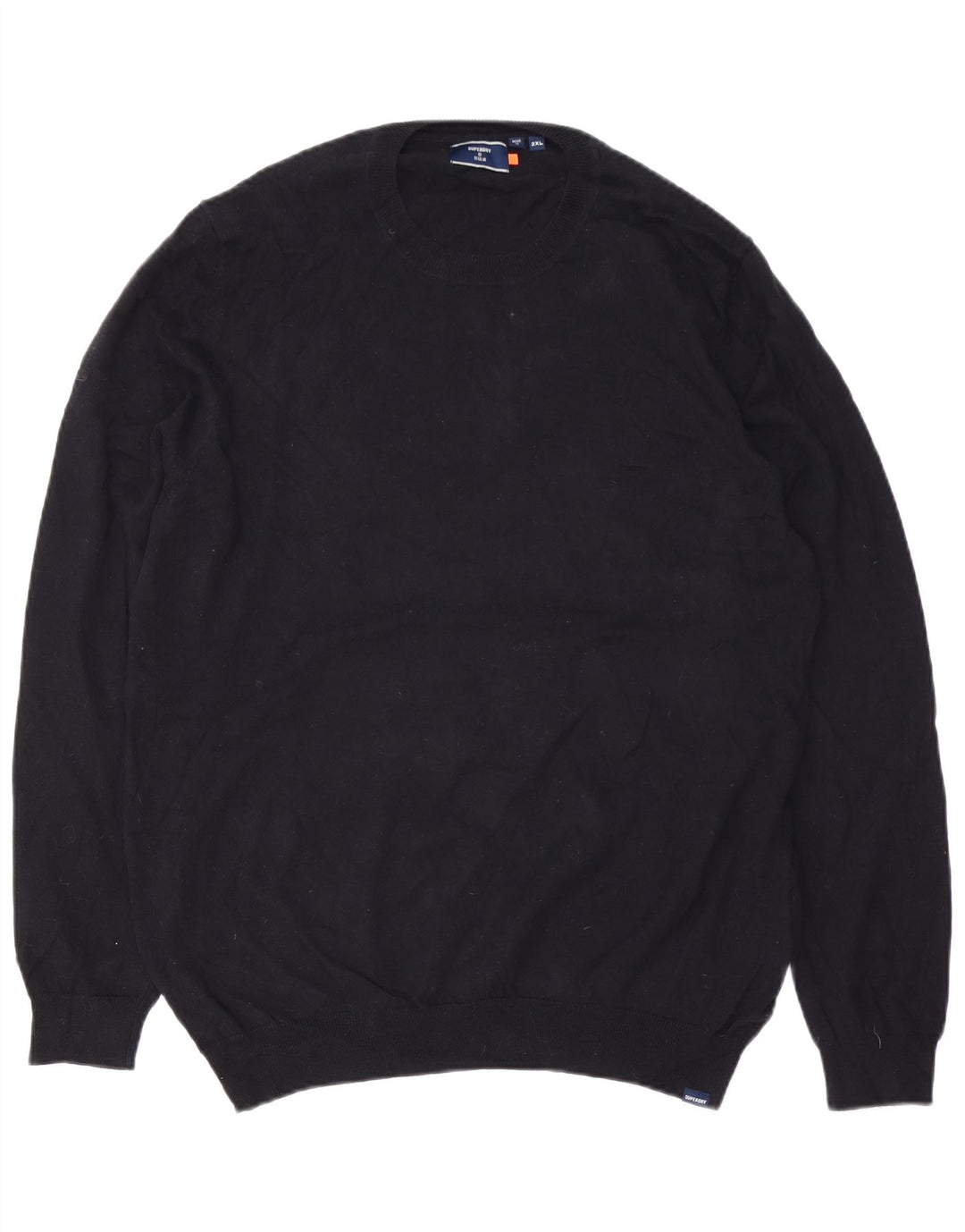 Superdry Mens Crew Neck Jumper Sweater 2XL Black Cotton