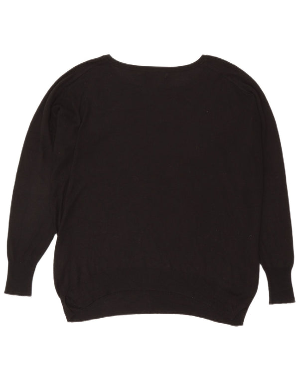 Zara Womens Oversized Boat Neck Jumper Sweater UK 10 Small Black Viscose