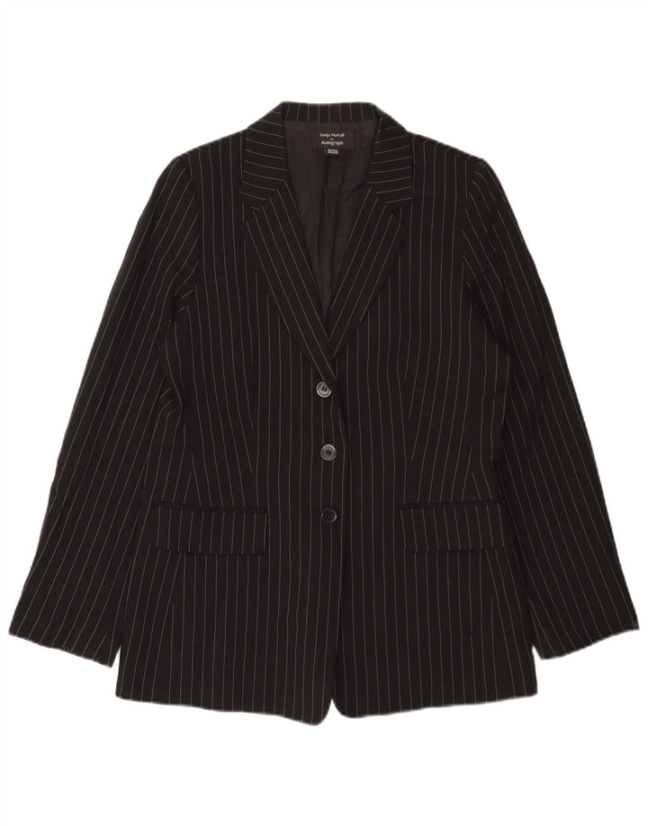Marks & Spencer Womens Autograph Blazer Jacket UK 12 Medium Black Pinstripe