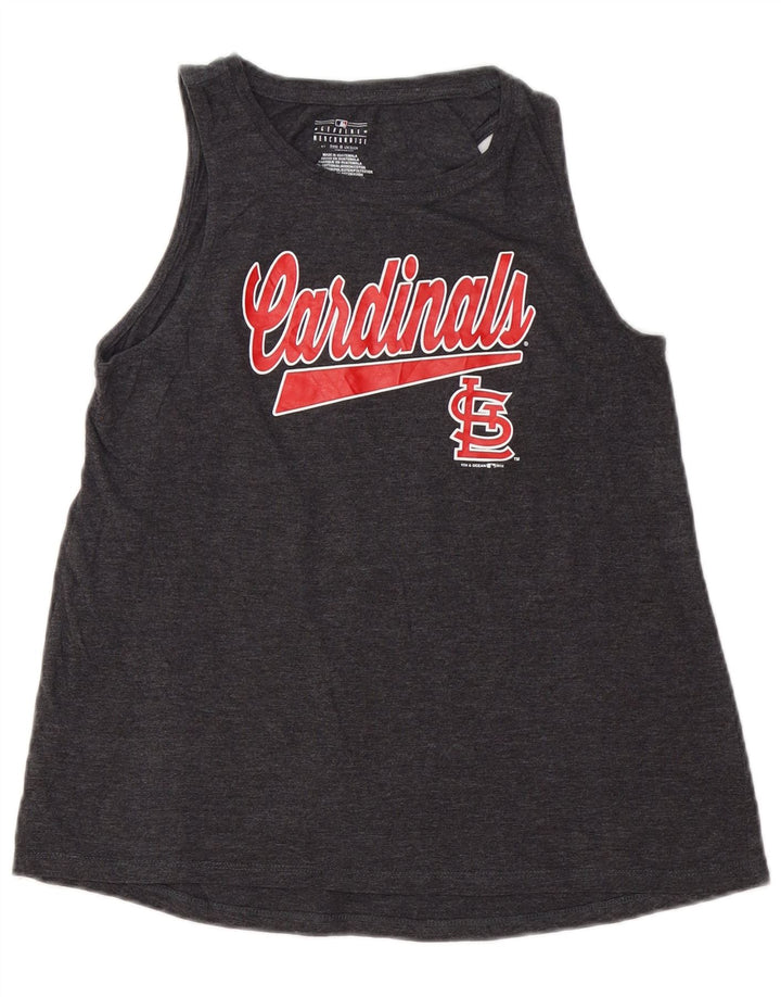 GENUINE MERCHANDISE Womens Graphic Vest Top UK 12 Medium Grey