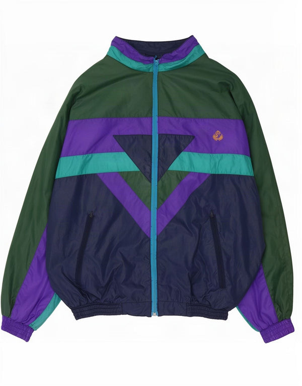 Vintage Mens Loose Fit Tracksuit Top Jacket Small Multicoloured Colourblock