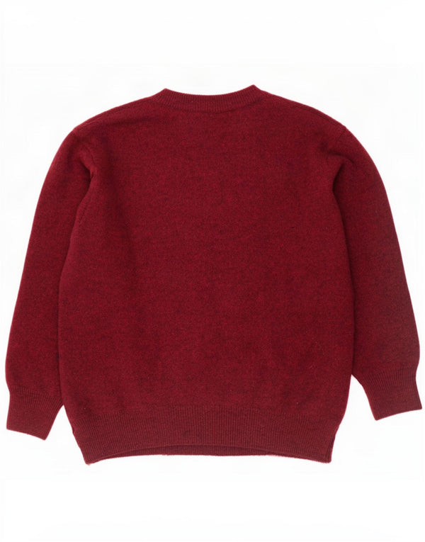 Vintage Mens Crew Neck Jumper Sweater Medium Burgundy Striped