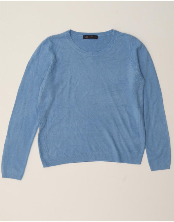 Marks & Spencer Womens Boat Neck Jumper Sweater UK 12 Medium Blue Acrylic