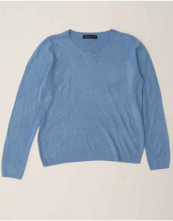 Marks & Spencer Womens Boat Neck Jumper Sweater UK 12 Medium Blue Acrylic