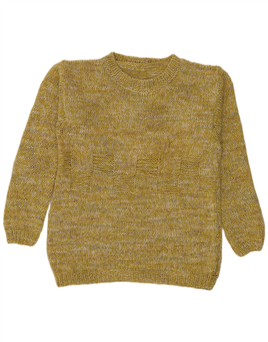 Vintage Mens Boat Neck Jumper Sweater Medium Yellow Flecked