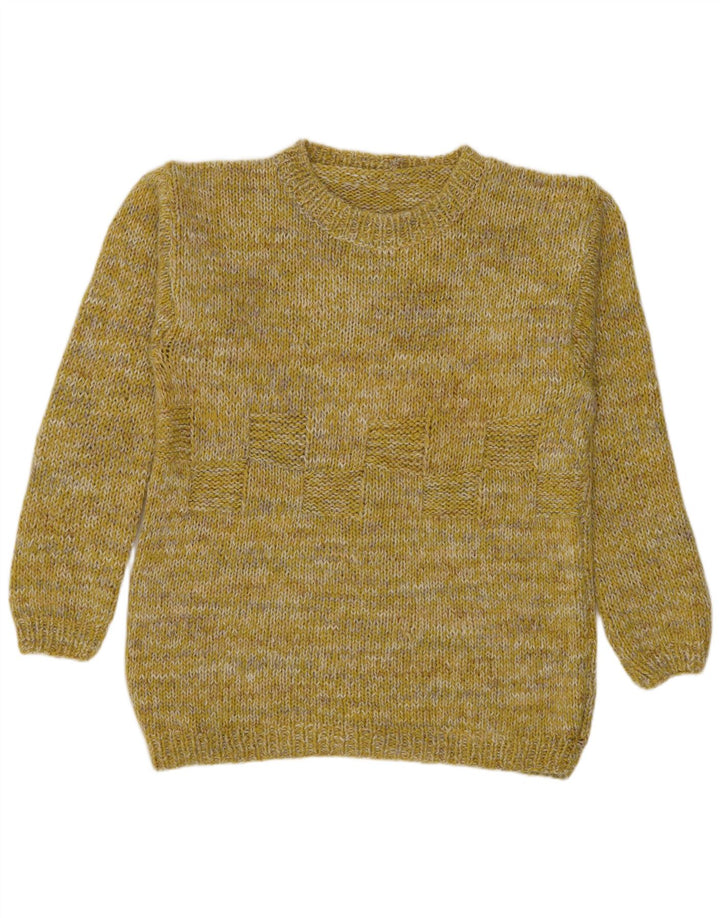 Vintage Mens Boat Neck Jumper Sweater Medium Yellow Flecked