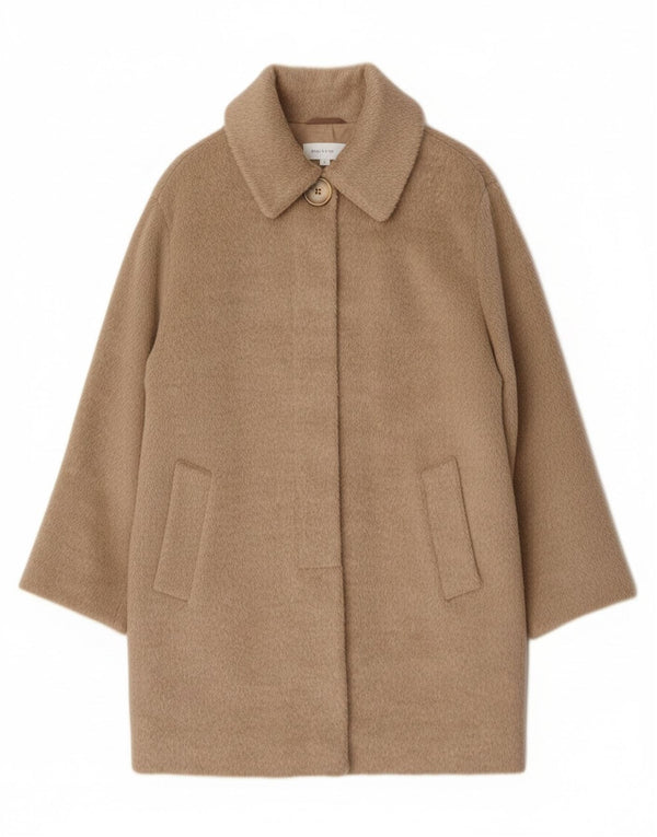 Vintage Womens Oversized Overcoat UK 12 Medium Beige Wool