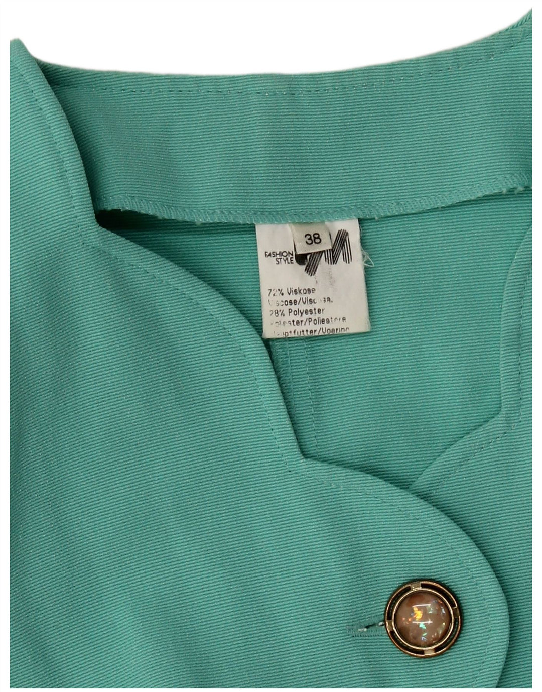 VINTAGE Womens 5 Button Blazer Jacket EU 38 Medium Turquoise Viscose