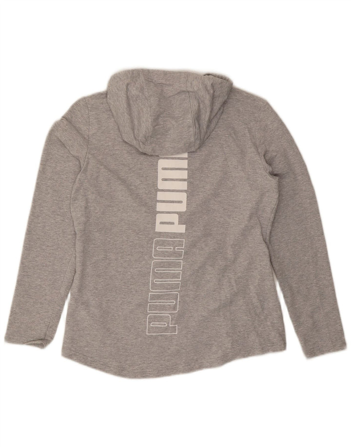 PUMA Womens Graphic Zip Hoodie Sweater UK 12 Medium  Grey Cotton