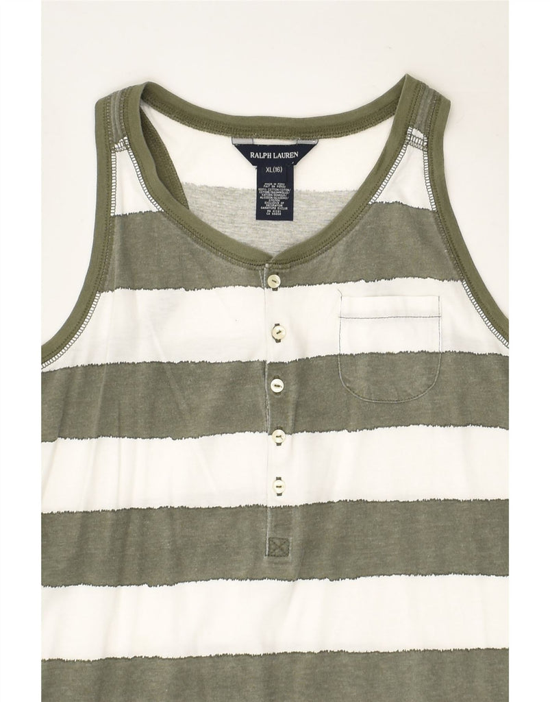 RALPH LAUREN Boys Vest Top 15-16 Years XL Green Striped Cotton | Vintage Ralph Lauren | Thrift | Second-Hand Ralph Lauren | Used Clothing | Messina Hembry 