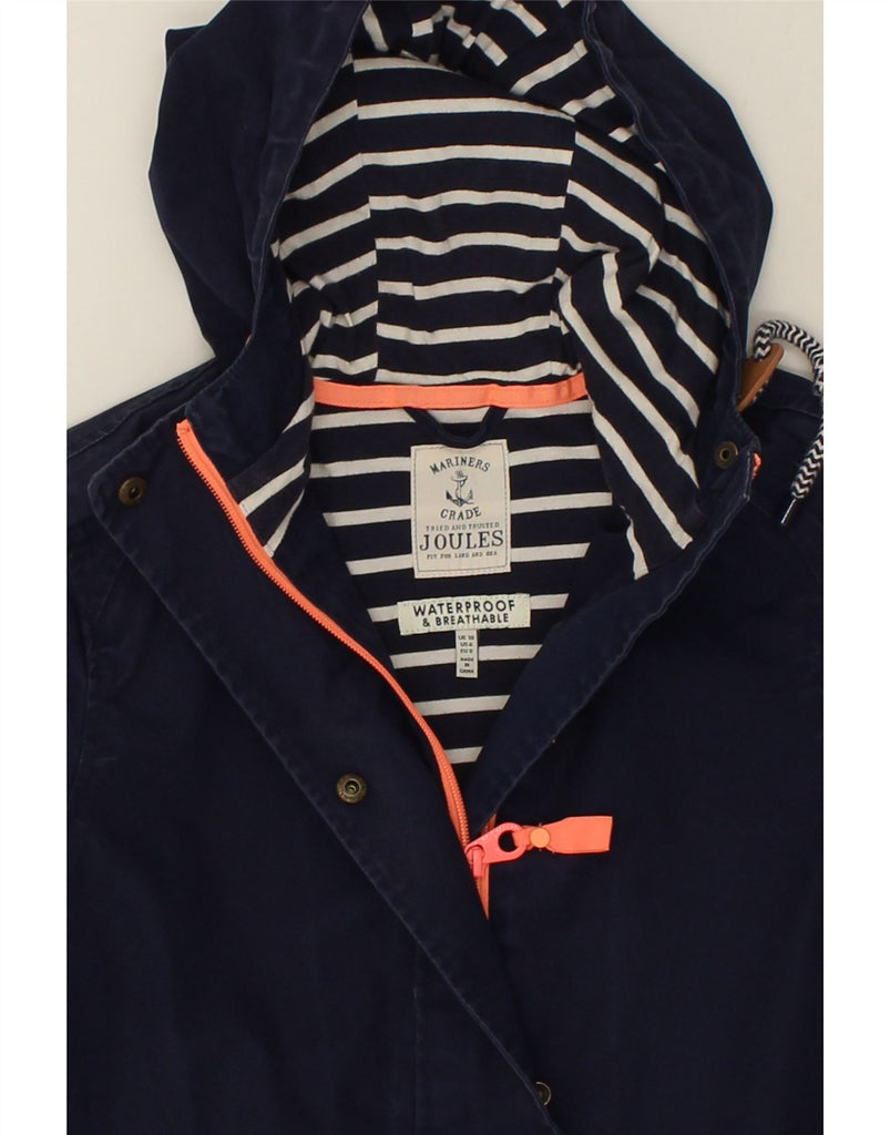 JOULES Womens Hooded Waterproof Jacket UK 10 Small Navy Blue Cotton | Vintage Joules | Thrift | Second-Hand Joules | Used Clothing | Messina Hembry 