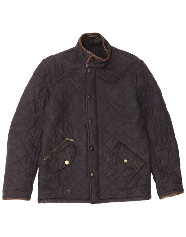 Barbour Mens Quilted Jacket UK 36 Small Navy Blue Polyester