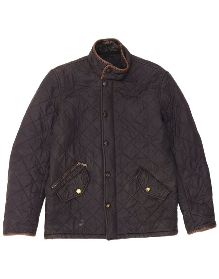 Barbour Mens Quilted Jacket UK 36 Small Navy Blue Polyester