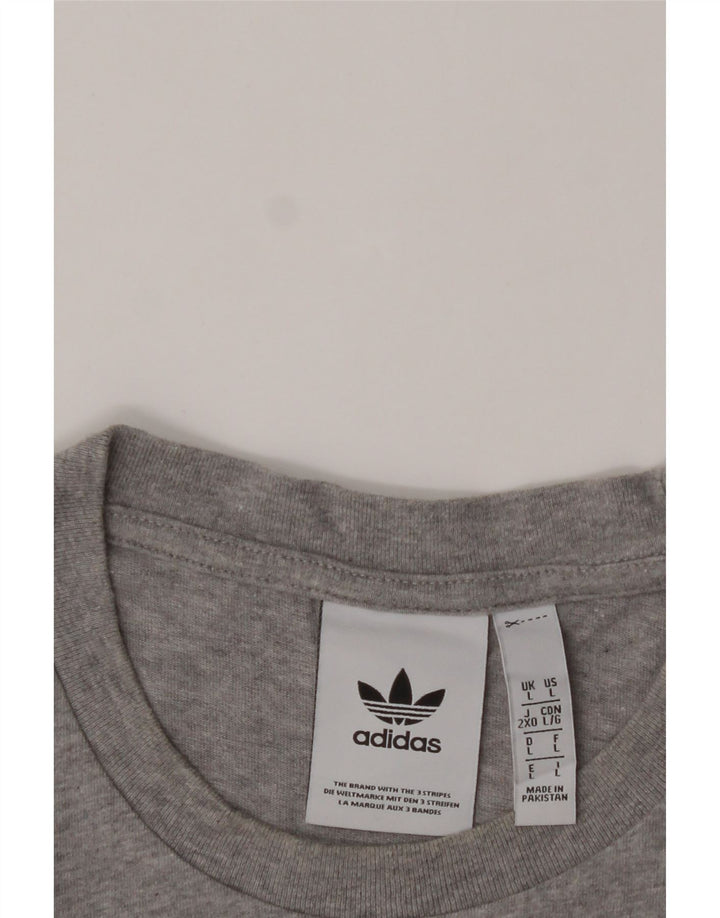 ADIDAS Mens Graphic T-Shirt Top Large Grey Cotton Vintage Adidas and Second-Hand Adidas from Messina Hembry 