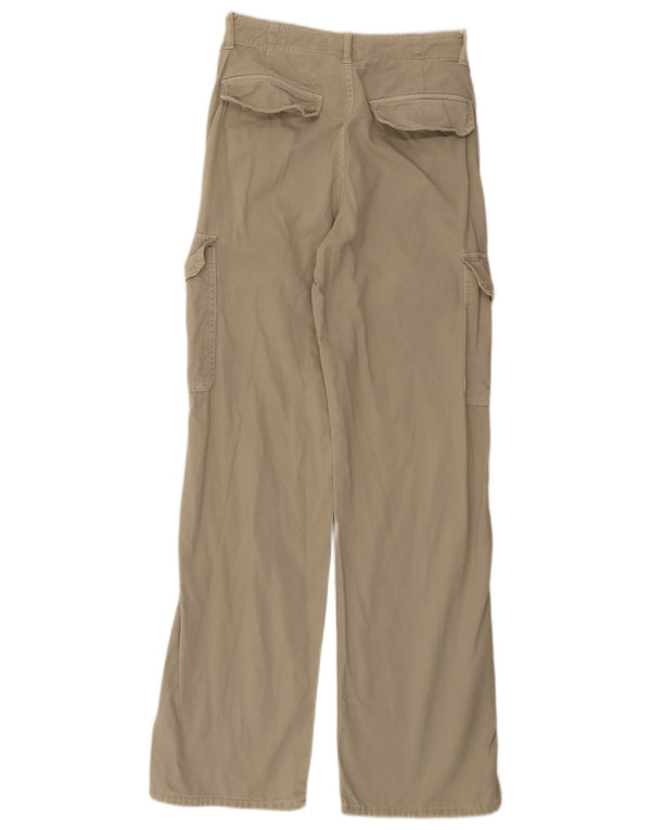 Zara Womens High Waist Loose Fit Cargo Trousers EU 34 2XS W24 L32 Khaki