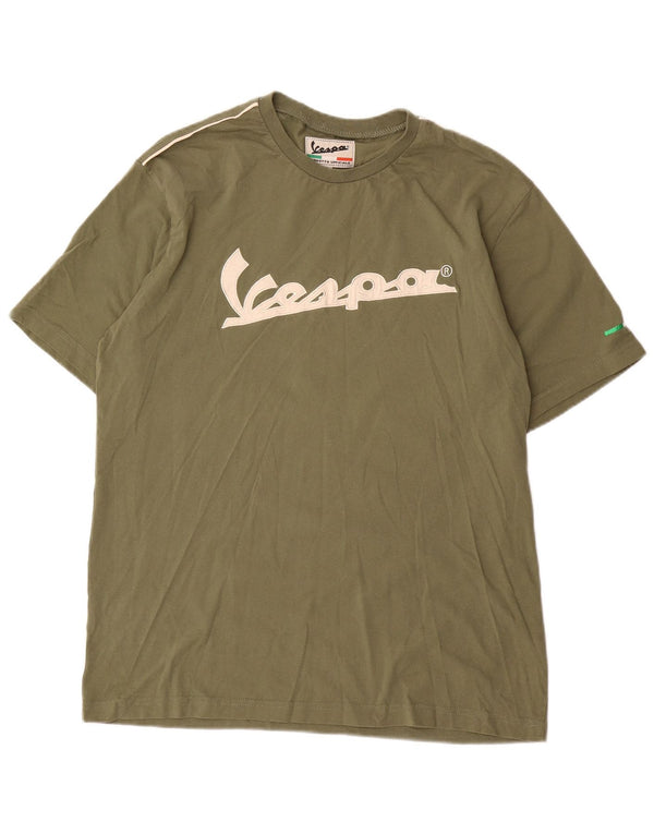 Vespa Mens Graphic T-Shirt Top 2XL Khaki Cotton