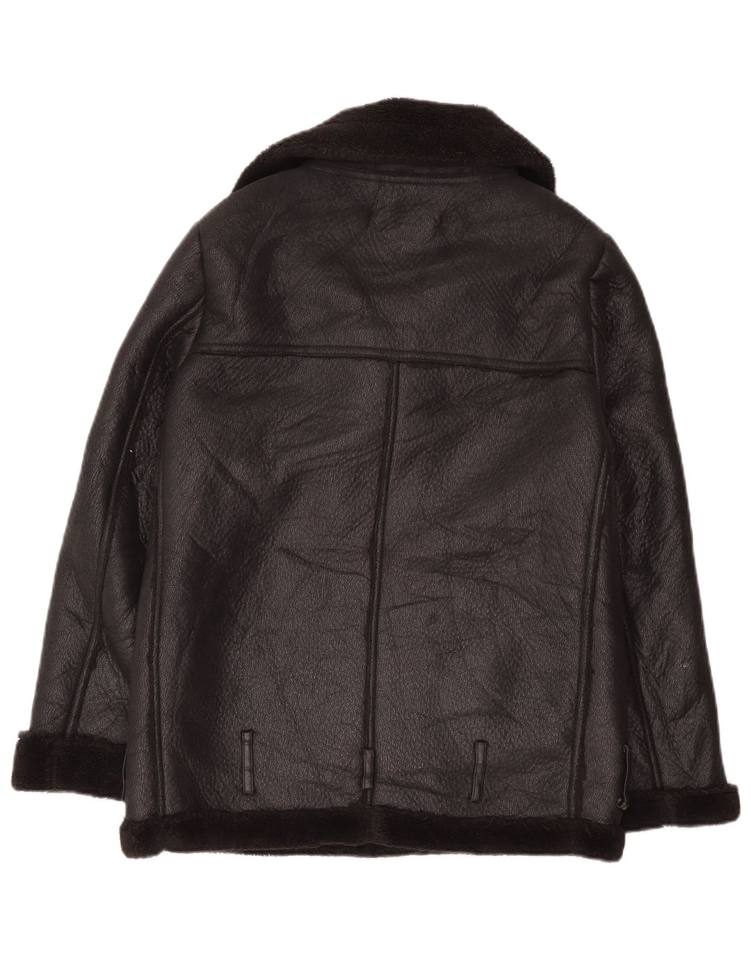 Zara Womens Oversized Sherpa Jacket UK 6 XS  Black Polyester