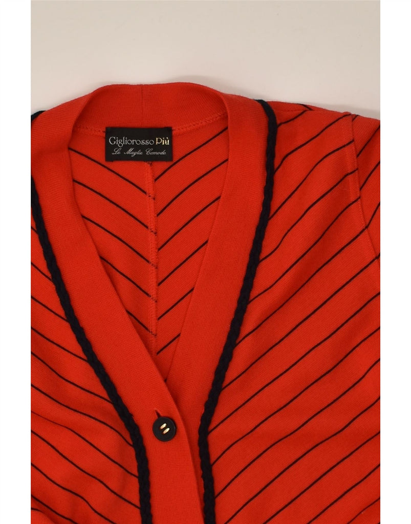 VINTAGE Womens Cardigan Sweater UK 16 Large Red Striped Merino Wool | Vintage Vintage | Thrift | Second-Hand Vintage | Used Clothing | Messina Hembry 