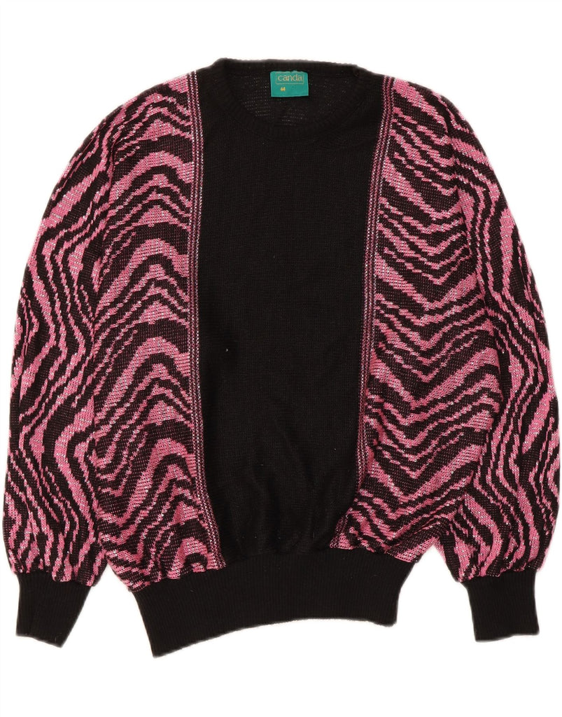 CANDA Womens Batwing Crew Neck Jumper Sweater EU 44 XL Black Chevron Vintage Canda and Second-Hand Canda from Messina Hembry 