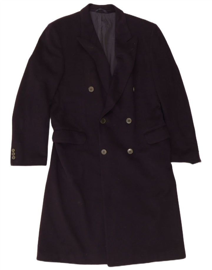 LARUSMIANI Mens Double Breasted Coat IT 50 Large Navy Blue Cashmere