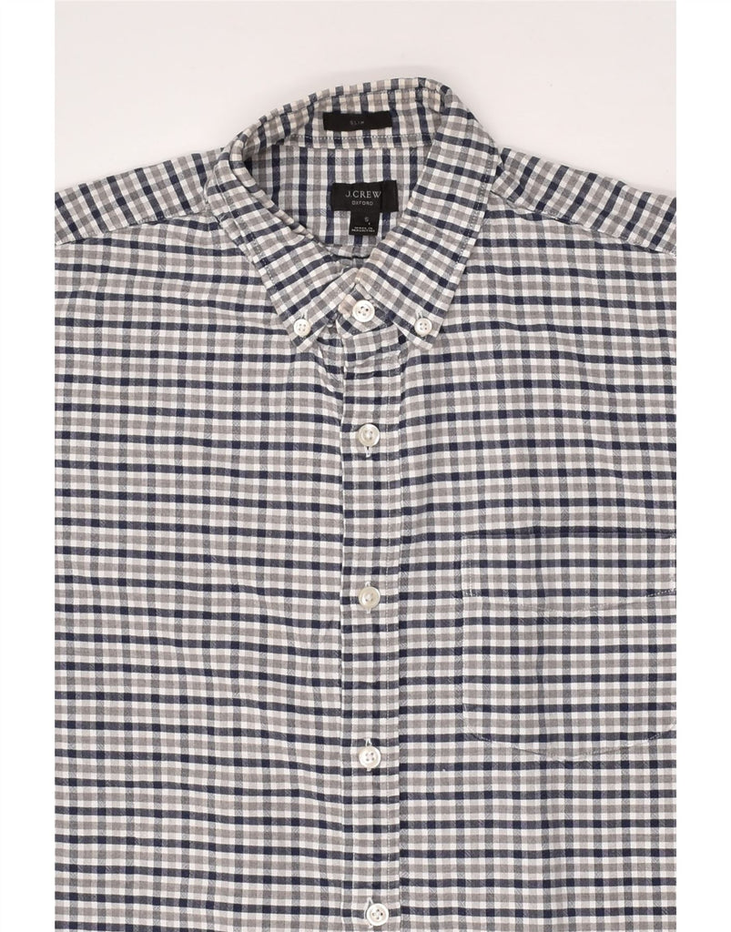J. CREW Mens Oxford Slim Shirt Small Grey Check Cotton | Vintage J. Crew | Thrift | Second-Hand J. Crew | Used Clothing | Messina Hembry 
