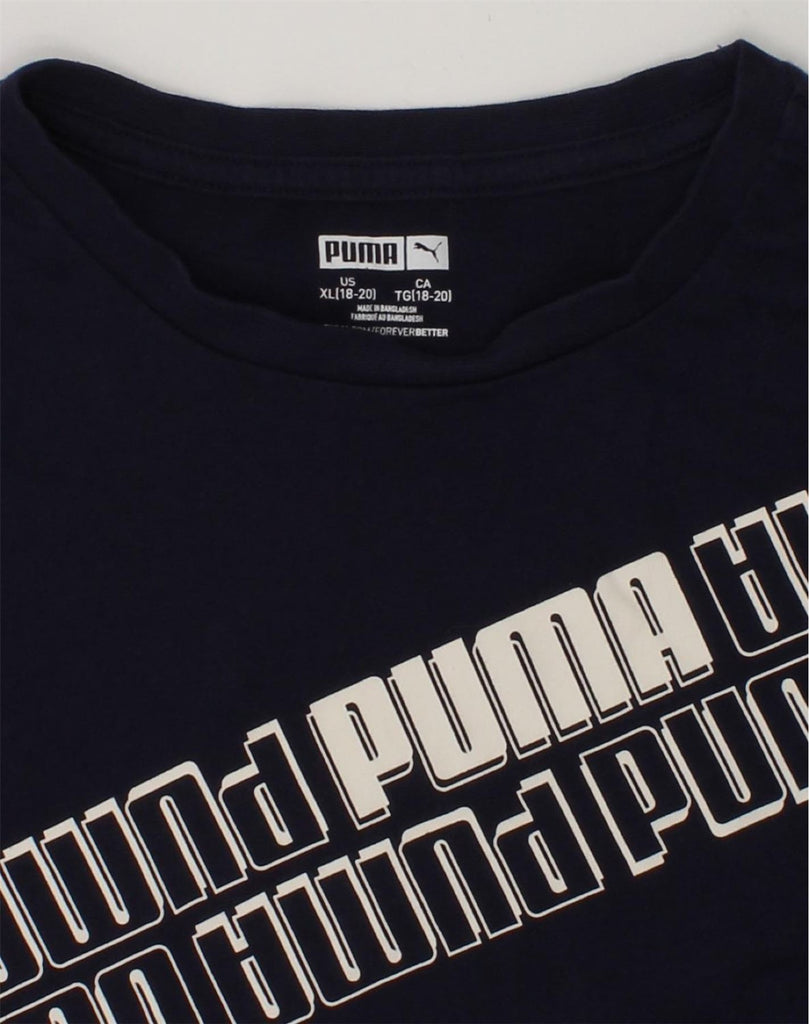 PUMA Boys Graphic T-Shirt Top 15-16 Years XL Blue Cotton | Vintage Puma | Thrift | Second-Hand Puma | Used Clothing | Messina Hembry 