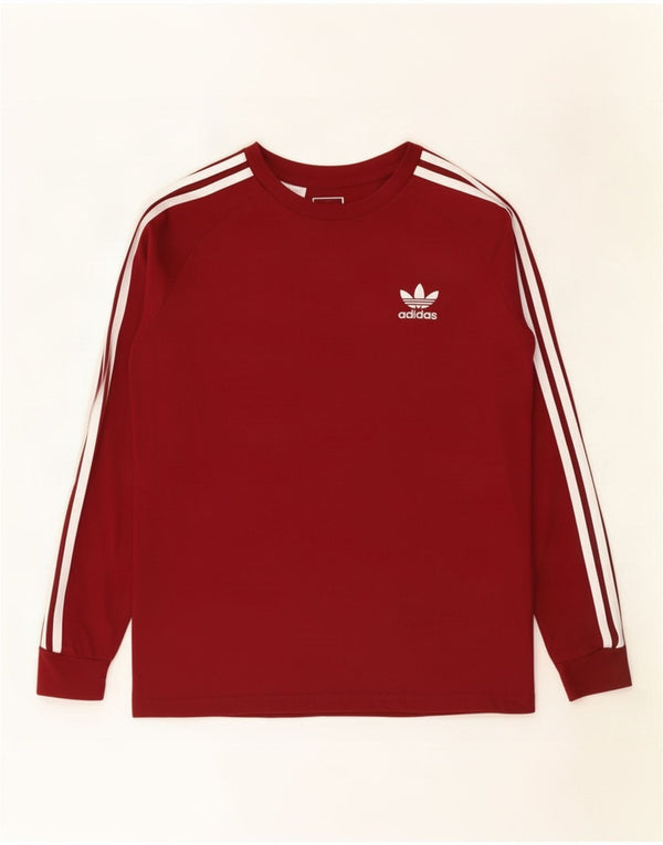 Adidas Boys Top Long Sleeve 13-14 Years Burgundy Cotton