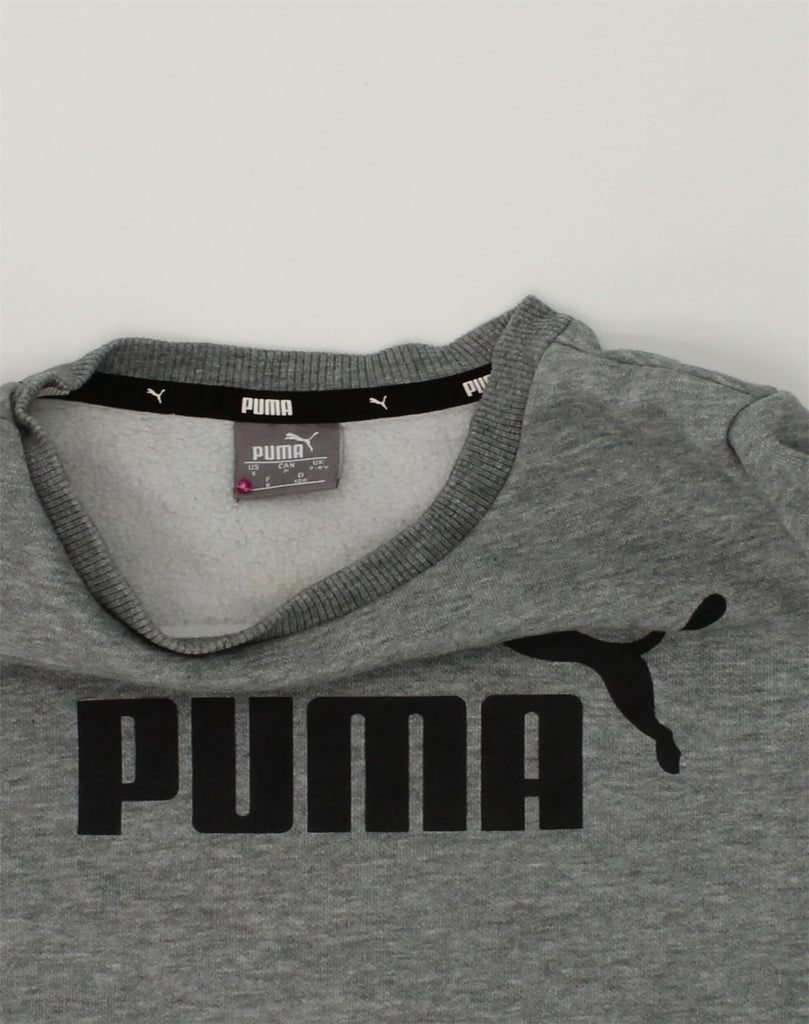 PUMA Boys Graphic Sweatshirt Jumper 7-8 Years Grey Cotton | Vintage Puma | Thrift | Second-Hand Puma | Used Clothing | Messina Hembry 