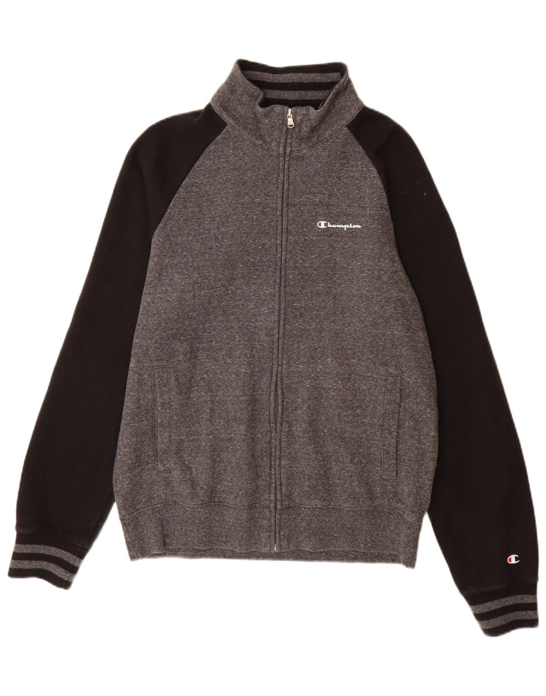 Champion Mens Tracksuit Top Jacket Large Grey Colourblock Cotton