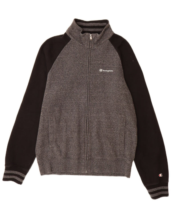 Champion Mens Tracksuit Top Jacket Large Grey Colourblock Cotton