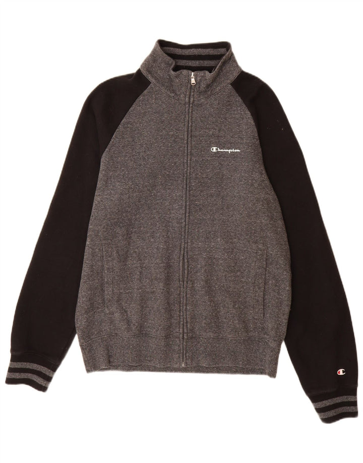 Champion Mens Tracksuit Top Jacket Large Grey Colourblock Cotton