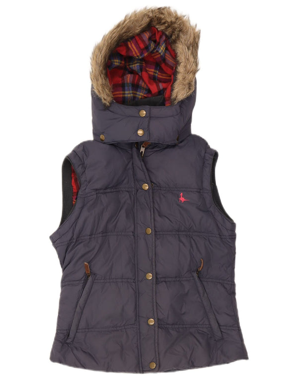Jack Wills Mens Hooded Padded Gilet UK 8 Small Navy Blue