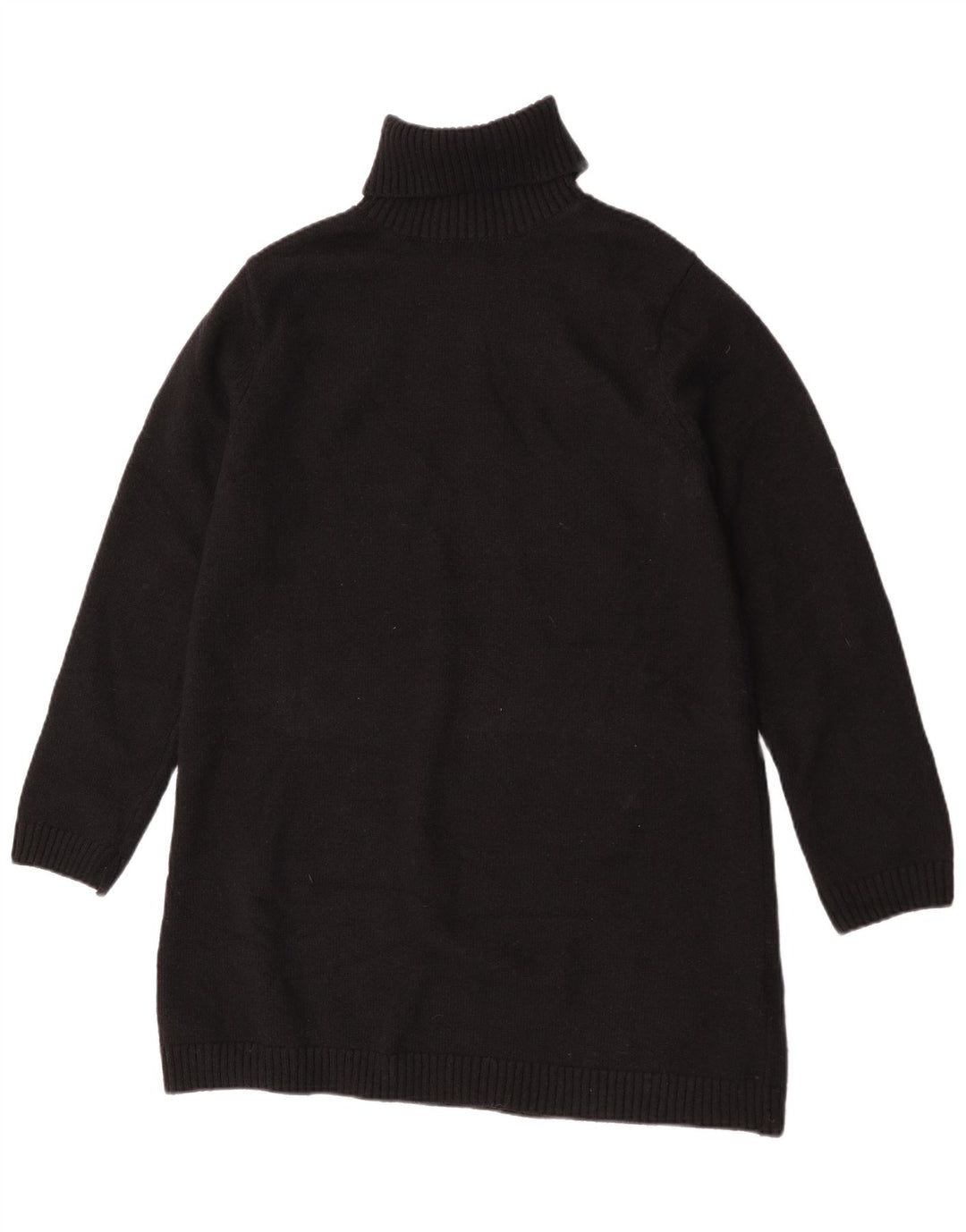 Zara Womens Longline Roll Neck Jumper Sweater UK 14 Medium Black Polyester