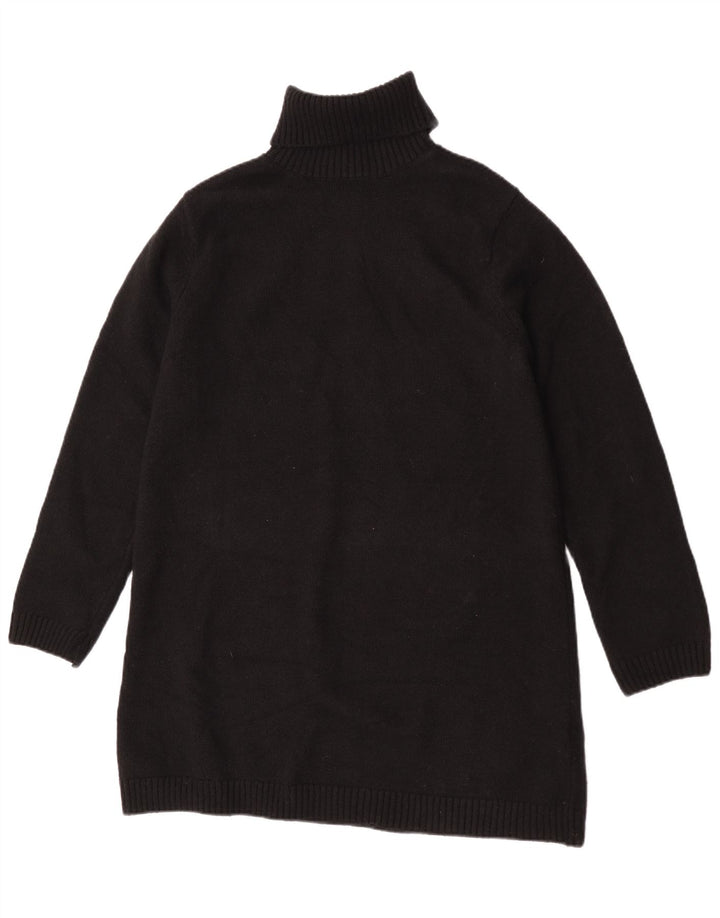 Zara Womens Longline Roll Neck Jumper Sweater UK 14 Medium Black Polyester