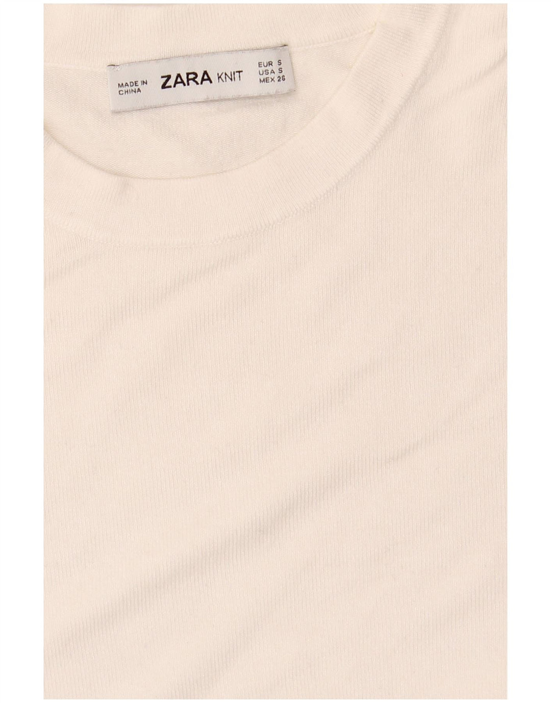 Zara Womens Crop Crew Neck Jumper Sweater UK 10 Small White