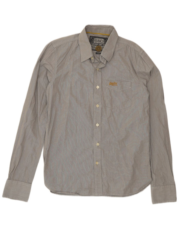 Superdry Mens Shirt Large Grey Pinstripe Cotton