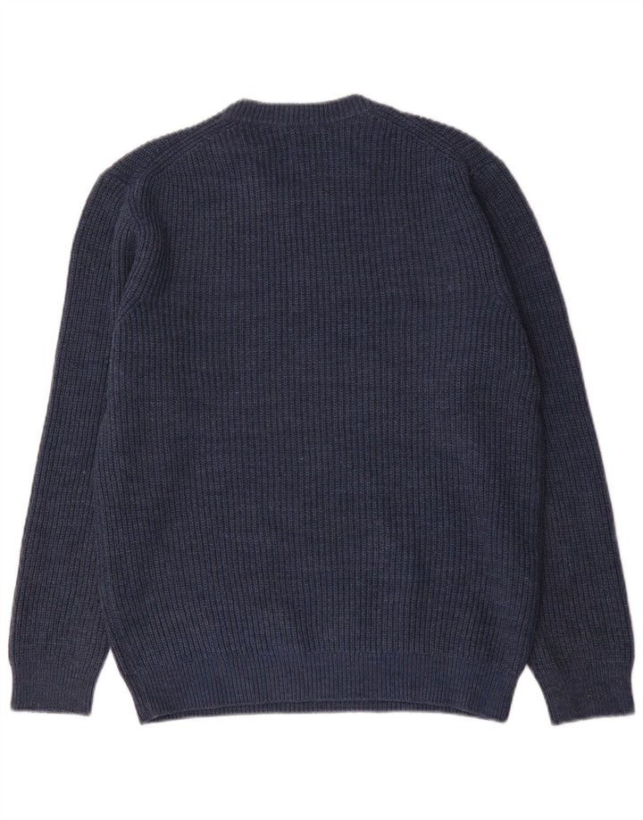 Zara Mens Crew Neck Jumper Sweater Large Blue Acrylic