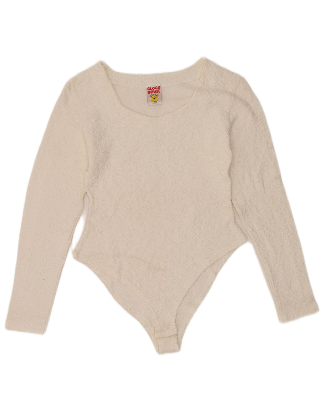 CLOCK HOUSE Womens Long Sleeve Bodysuit IT 42/44 Medium White Cotton