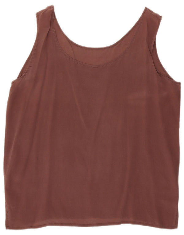Vintage Womens Sleeveless Vest Top UK 16 Large Brown