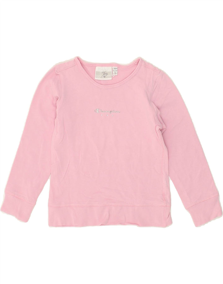 CHAMPION Girls Sweatshirt Jumper 7-8 Years Pink Cotton | Vintage Champion | Thrift | Second-Hand Champion | Used Clothing | Messina Hembry 