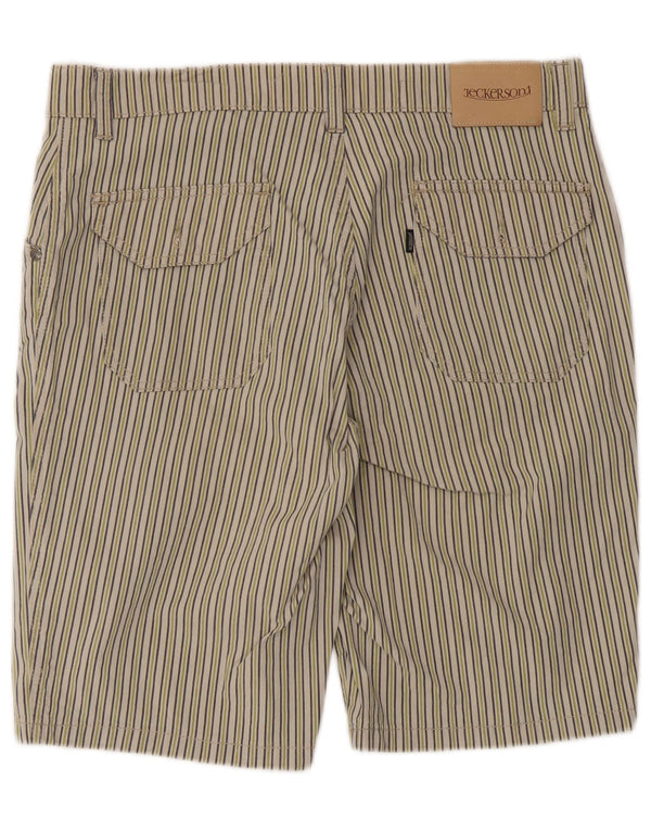 Jeckerson Mens Casual Shorts W34 Large Green Striped Cotton