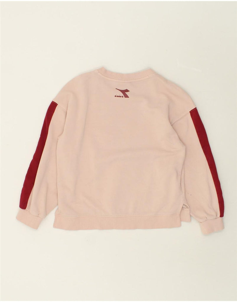 DIADORA Girls Graphic Sweatshirt Jumper 9-10 Years Large Pink Cotton | Vintage Diadora | Thrift | Second-Hand Diadora | Used Clothing | Messina Hembry 