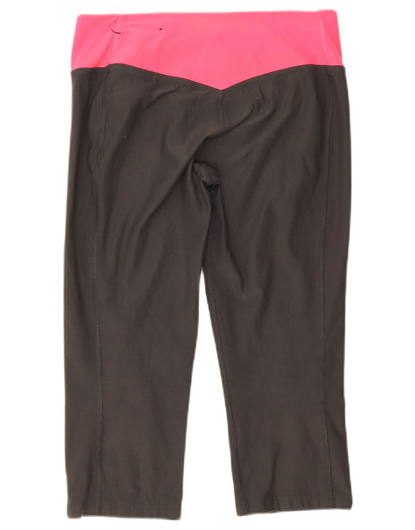 Nike Womens Dri Fit Capri Leggings UK 12 Medium Grey Colourblock Polyester