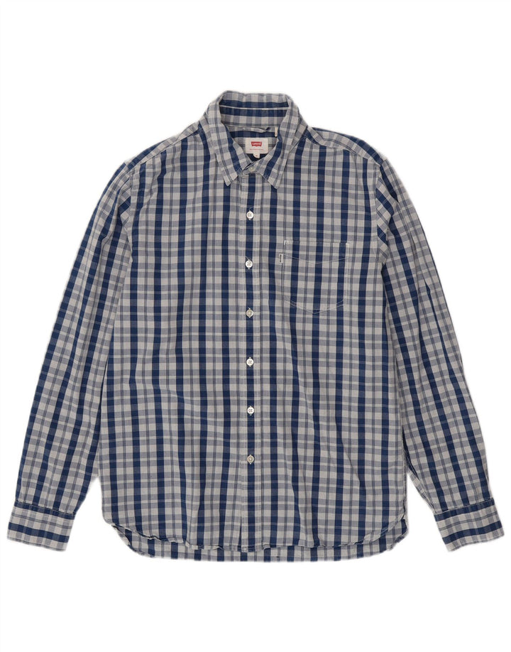 LEVI'S Mens Shirt Medium Blue Check Cotton