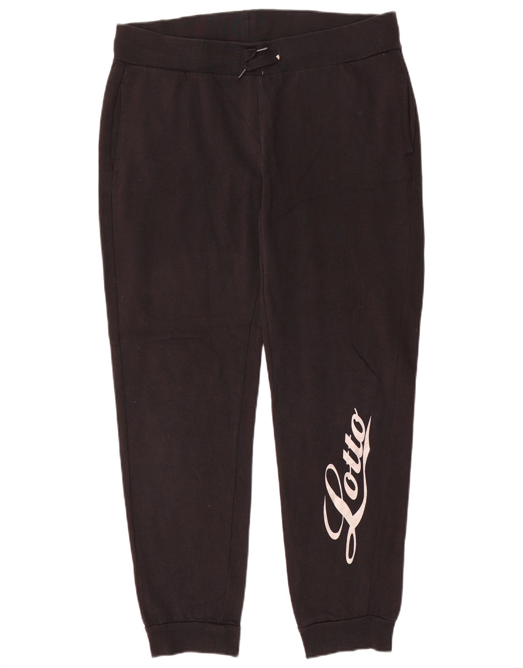 LOTTO Womens Graphic Tracksuit Trousers Joggers UK 12 Medium  Black Cotton