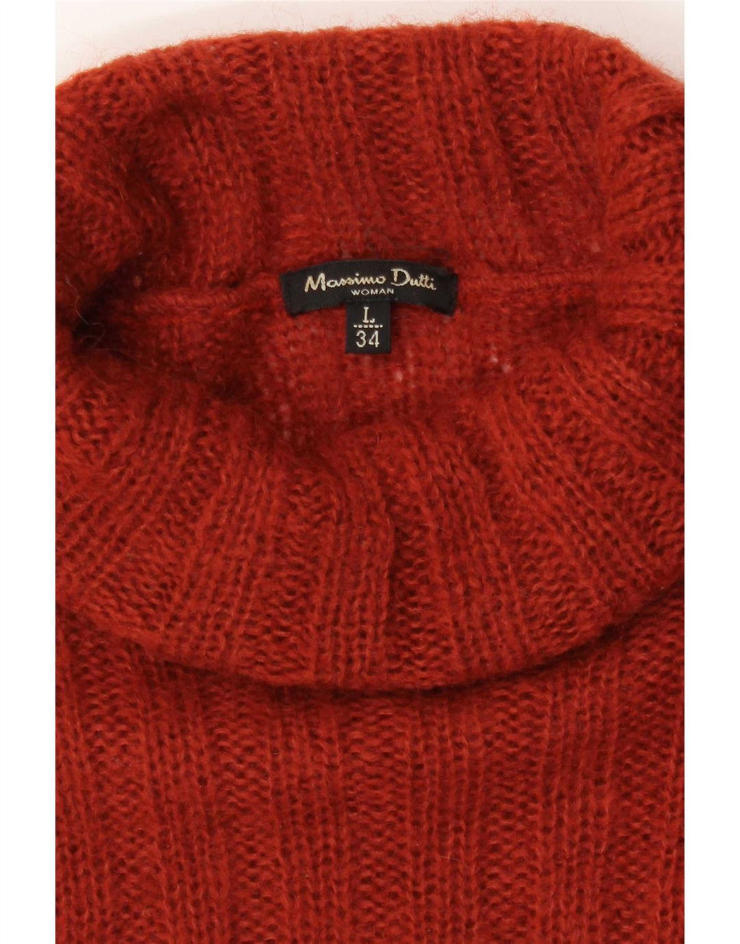 Massimo Dutti Womens Roll Neck Jumper Sweater UK 14 Large Orange