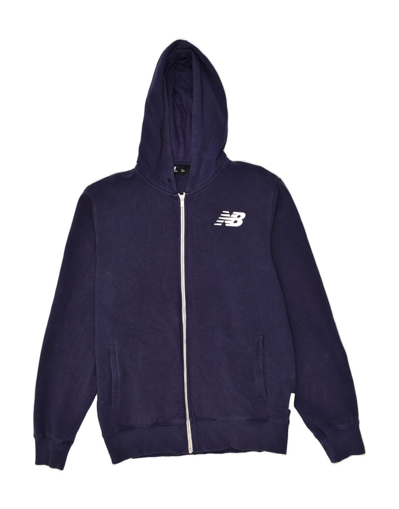 NEW BALANCE Mens Graphic Zip Hoodie Sweater Large Navy Blue Cotton | Vintage New Balance | Thrift | Second-Hand New Balance | Used Clothing | Messina Hembry 