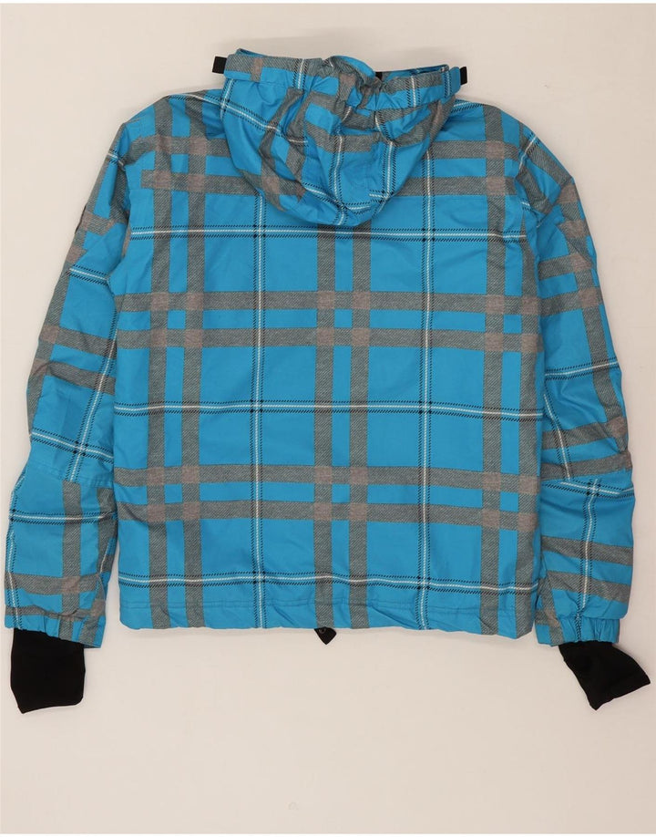 O'NEILL Boys Hooded Windbreaker Jacket 15-16 Years Blue Check Polyester Vintage O'Neill and Second-Hand O'Neill from Messina Hembry 