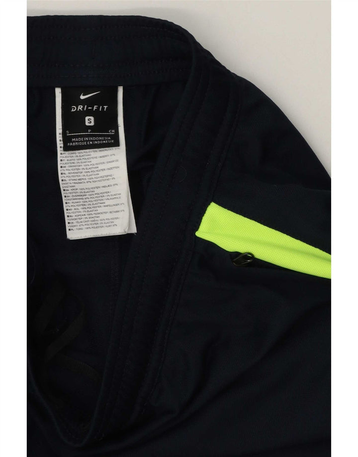 Nike Mens Dri Fit Tracksuit Trousers Small Navy Blue Colourblock Polyester
