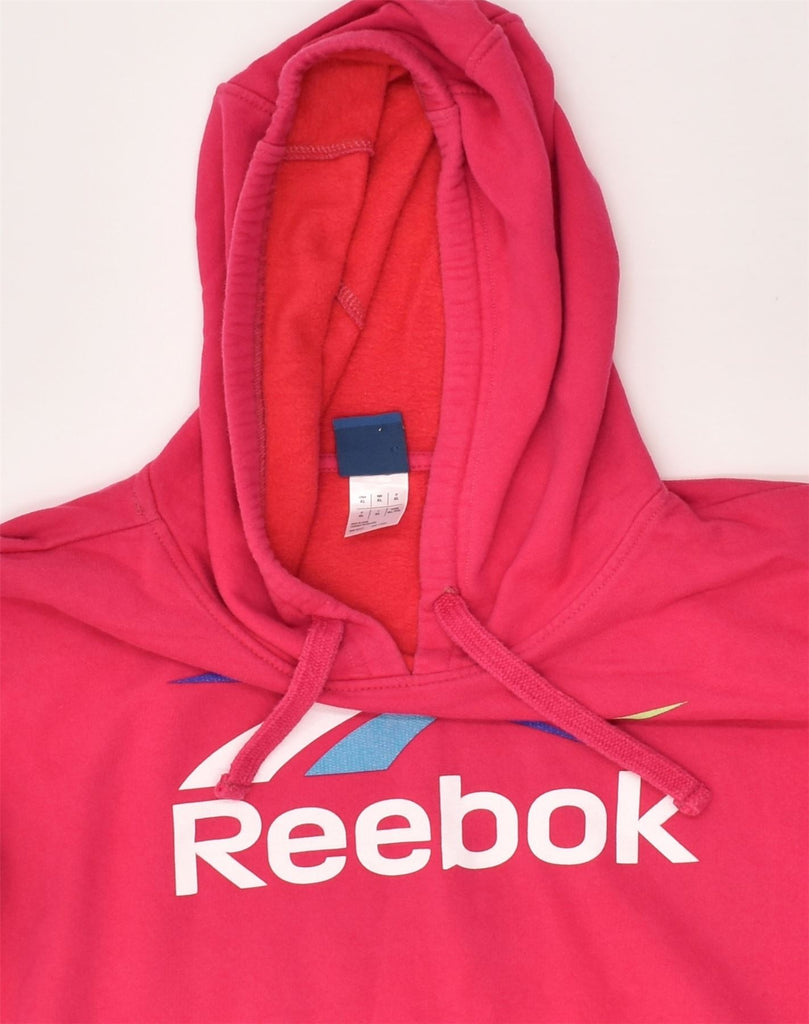 REEBOK Womens Graphic Hoodie Jumper UK 18 XL  Red Cotton | Vintage Reebok | Thrift | Second-Hand Reebok | Used Clothing | Messina Hembry 